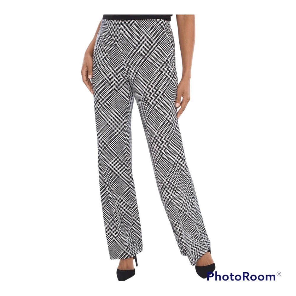 Chico's Houndstooth Ponte Pants Trousers Size 1 Tall (Misses 8 Tall) NWT $99